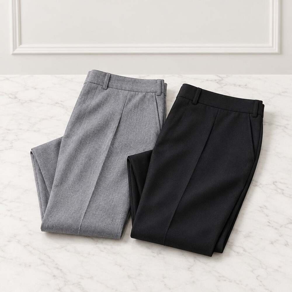 Talbots Luxe Wool Pants Size 10L Black Gray Straight Leg Set of 2